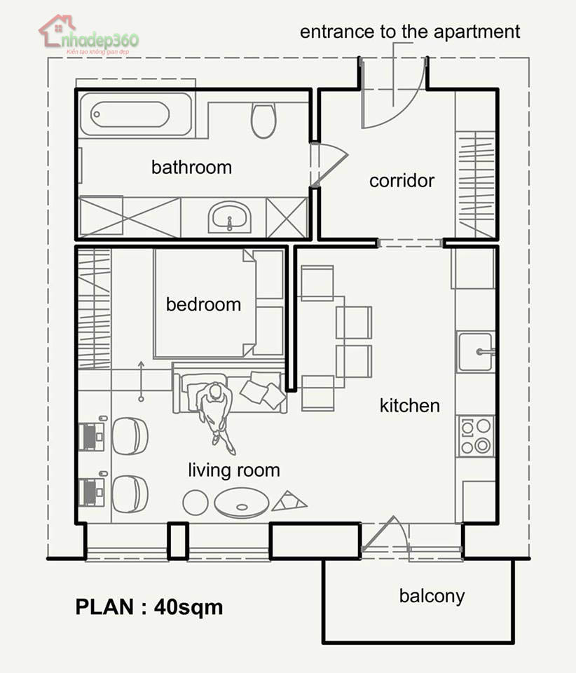Nội thất căn hộ chung cư diện tích nhỏ 40m2 - Biconsi Bình Dương